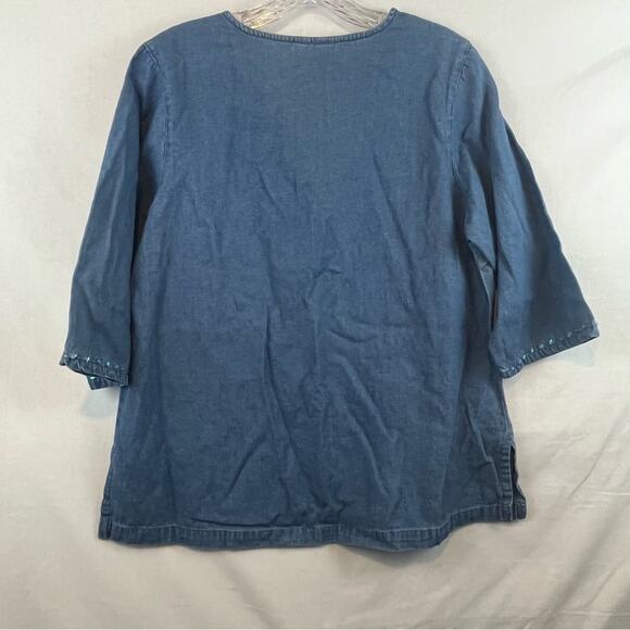 Vintage Denim top with sequin accents and 3/4 sleeves NWT. Size Small - Picture 6 of 6